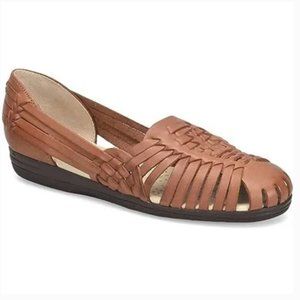 Softspots Leather Comfortiva Trinidad Flats in Cognac Brown 9.5